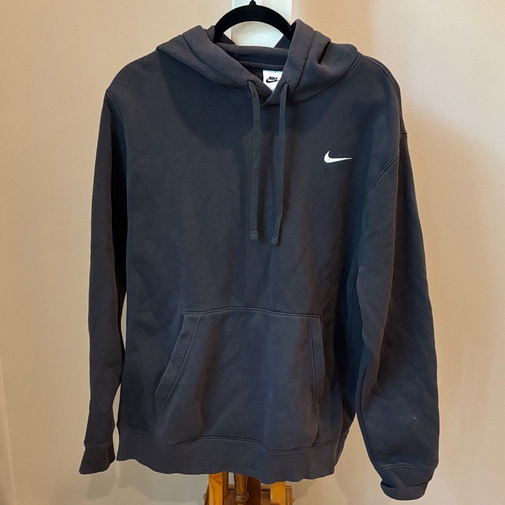 Nike Charcoal Gray Pullover Hoodie with White Swoosh